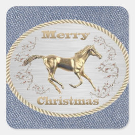 Western Weihnachtsgürtel Buckle Frohe Weihnachten Quadratischer Aufkleber