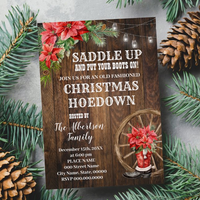 Western Weihnachtslandschaft Stiefel Poinsettia Pa Einladung (Von Creator hochgeladen)