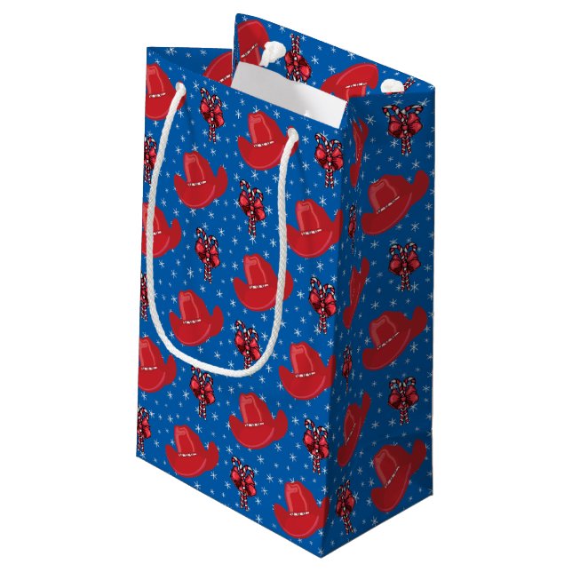 Western Weihnachtsmäntel und Bonbons Kleine Geschenktüte (Rückseite Schrägansicht)