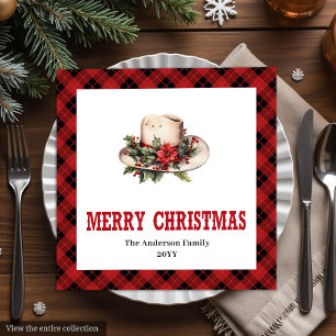 Western-Weihnachtsservietten rustikales Büffelkaro Serviette
