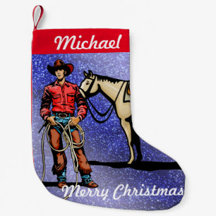 Western-WeihnachtsStrumpf-Cowboy mit Pferd Kleiner Weihnachtsstrumpf