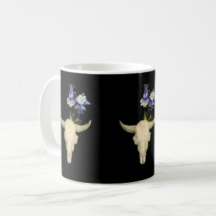 Western West Bull Kuh Skull LILA COLUMBINE Coff Kaffeetasse