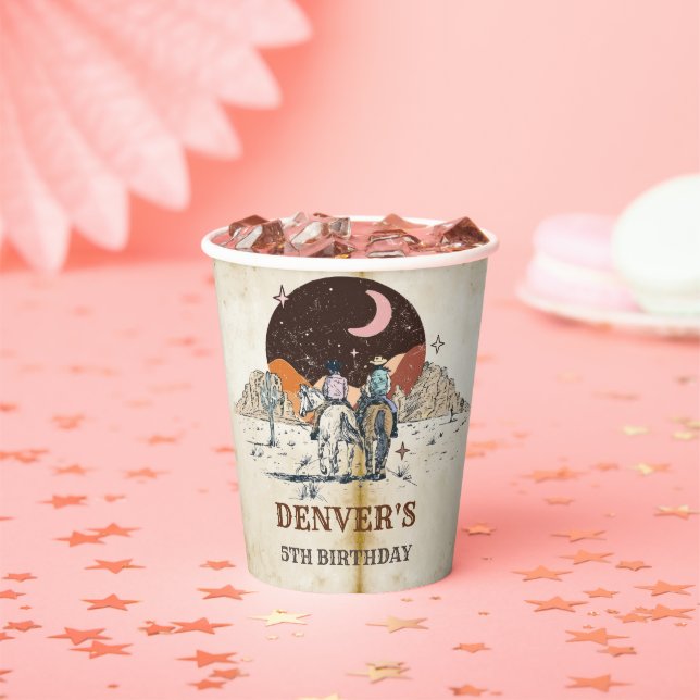 Western Wild West Cowboy Birthday Party Paper Cups Pappbecher (Insitu)
