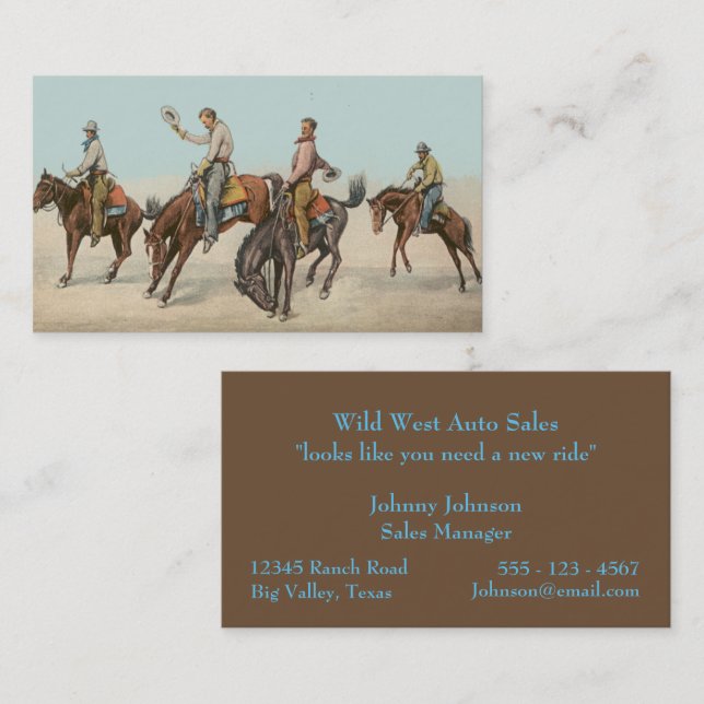 Western Wild West Cowboys Bucking Horses Visitenkarte (Vorne/Hinten)