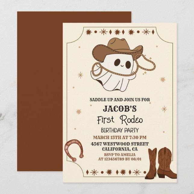 Western Wild West erste Rodehalloween Einladung (Vorne/Hinten)