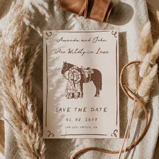 Western Wildly in Love Rustic Cowboy Save the Date Einladung