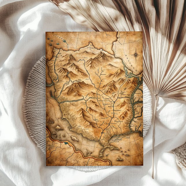 Western Wildwest Altes Schatzkarte Aquarell Seidenpapier (Western wild west old treasure map watercolor tissue paper)