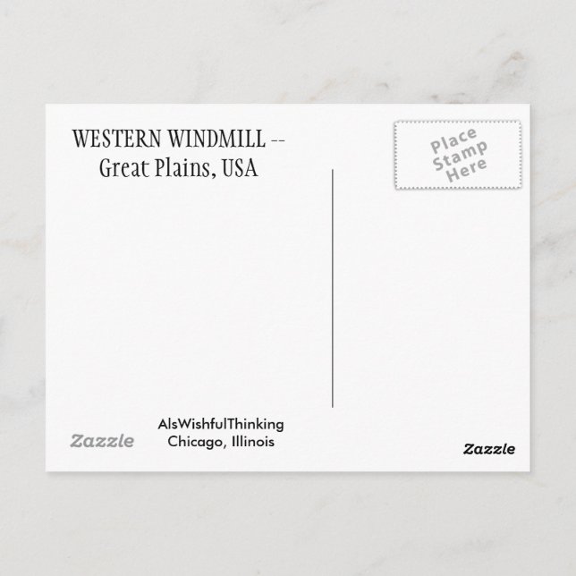 Western Windmill Postkarte (Rückseite)