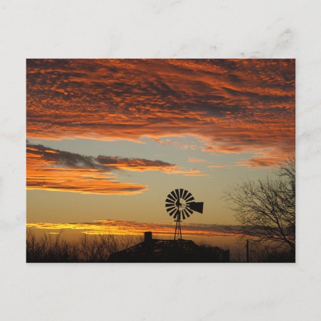 Western Windmill Sunset Postkarte (Vorderseite)