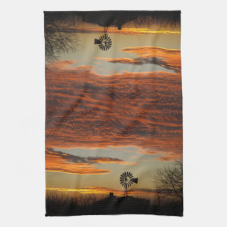 Western-Windmühlen-Sonnenuntergang Handtuch