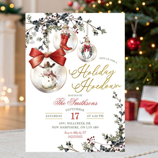 Western Winter Baubles Holiday Hoedown Party Einladung (Von Creator hochgeladen)