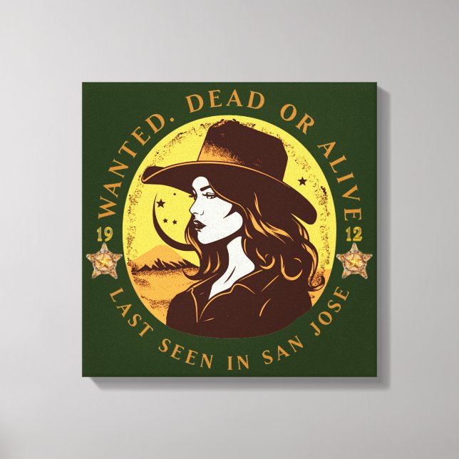 Western Wollte Cowgirl Leinwanddruck (Vorderseite)