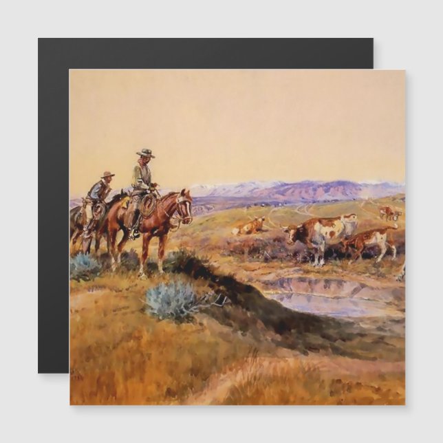 Western "Work Over" Art von Charles M Russell Magneteinladung (Vorne/Hinten)