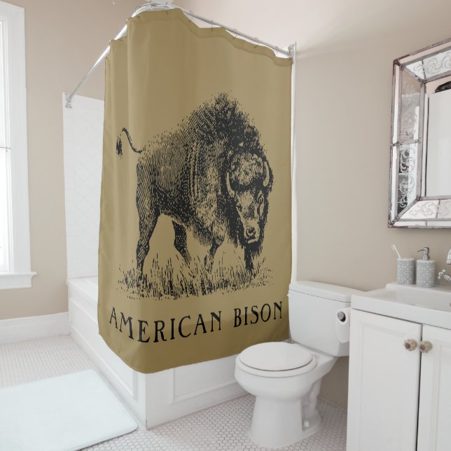 Westernart Duschvorhang amerikanischen Bisons (Beispiel)