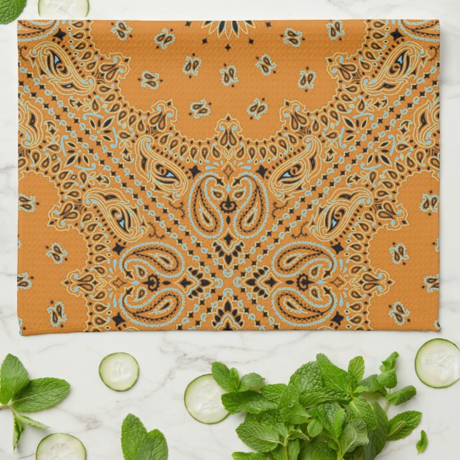 Westernbandana-Schal-Druck TANs Brown Paisley Handtuch (Gefaltet)