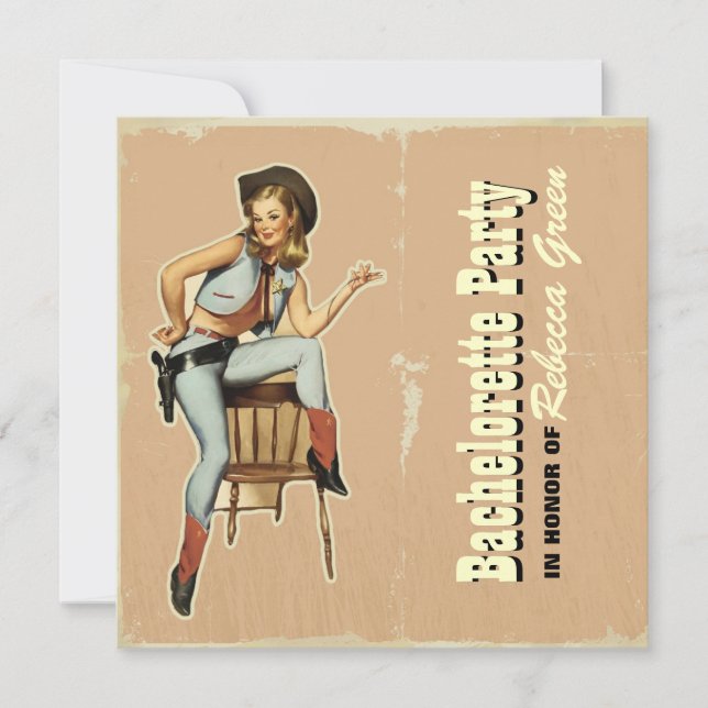 Westernland-Cowboy-Junggeselinnen-Abschied Einladung (Vorderseite)