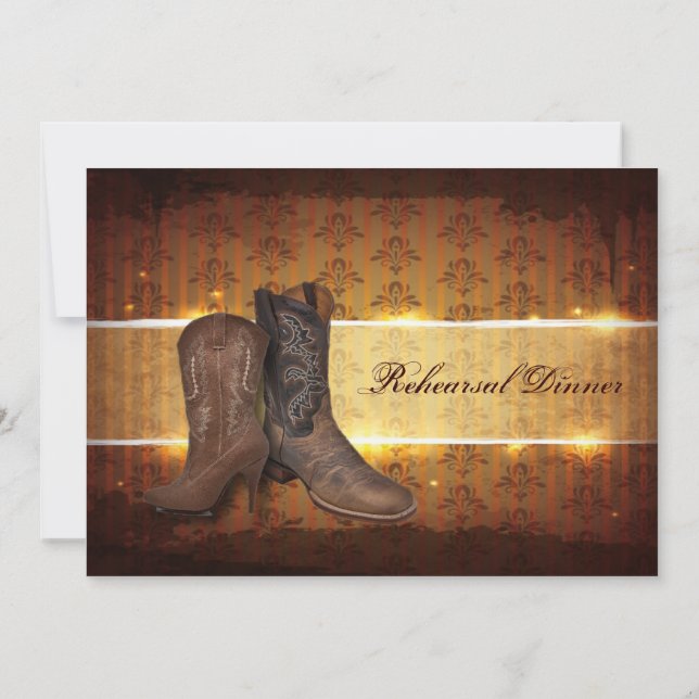 Westernlandcowboyhochzeit Proben-Abendessen Einladung (Rückseite)