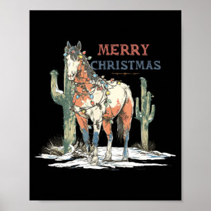 Westernpferd Frohe Weihnachtslichter Pferdefarm Ho Poster