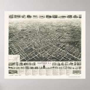 Westfield, NJ panoramische Karte - 1929 Poster