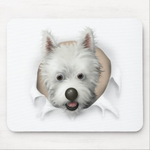Westhochland Terrier, das heraus sprengt Mousepad