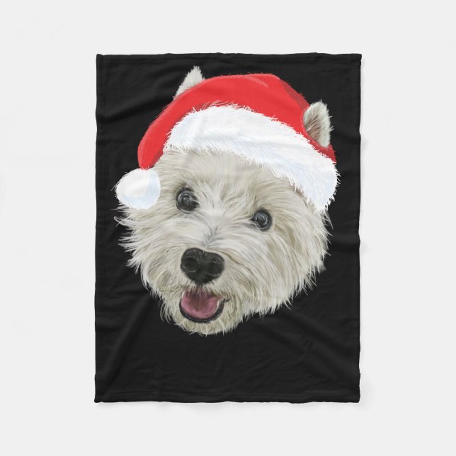 Westhochland-Terrier-WeihnachtsWeihnachtsmannmütze Fleecedecke (Vorderseite)