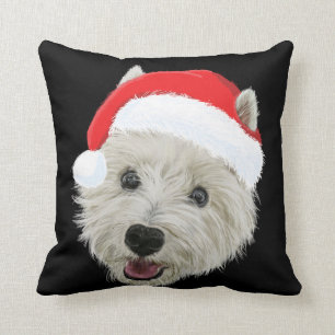 Westhochland-Terrier-WeihnachtsWeihnachtsmannmütze Kissen