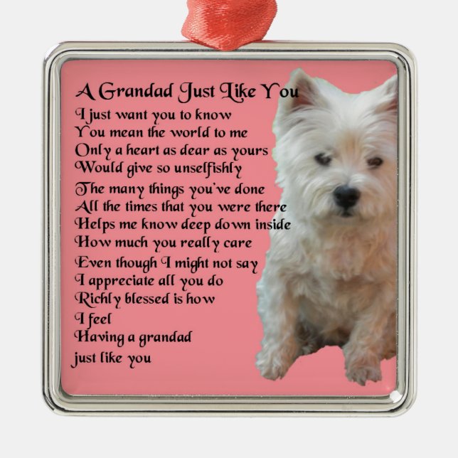 Westhochland-Terriergrandad-Gedicht Ornament Aus Metall (Vorne)