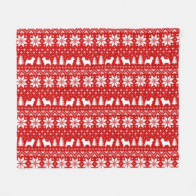 Westhochland-weiße Terrier-Weihnachtsmuster-Rot Fleecedecke (Vorderseite (Horizontal))