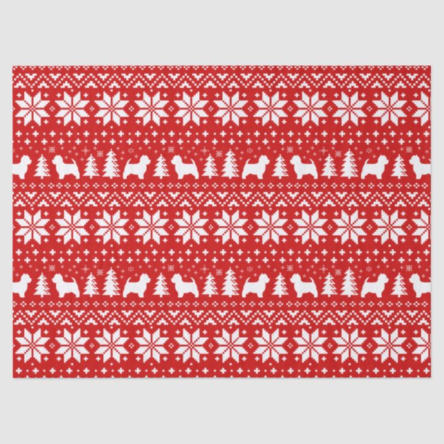 Westhochland-weiße Terrier-Weihnachtsmuster-Rot Seidenpapier (Vorderseite)