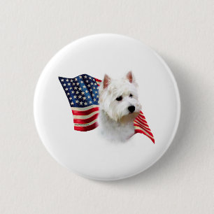 Westhochland-weißes Terrier-Flagge Button