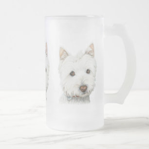 Westhochland-weißes Terrier-Hund Mattglas Bierglas