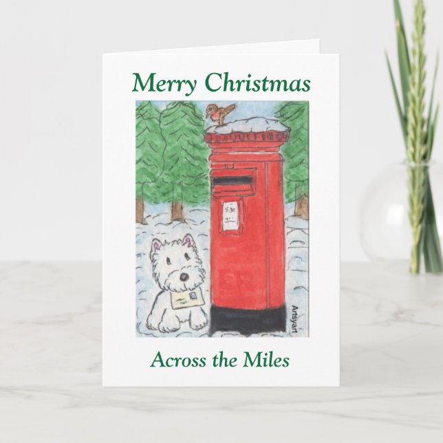 Westie à travers la carte de Noël de milles (Devant)