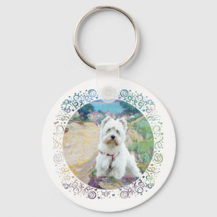 Westie an der Küste Schlüsselanhänger