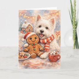 Westie and Gingerbread Man Card Feiertagskarte