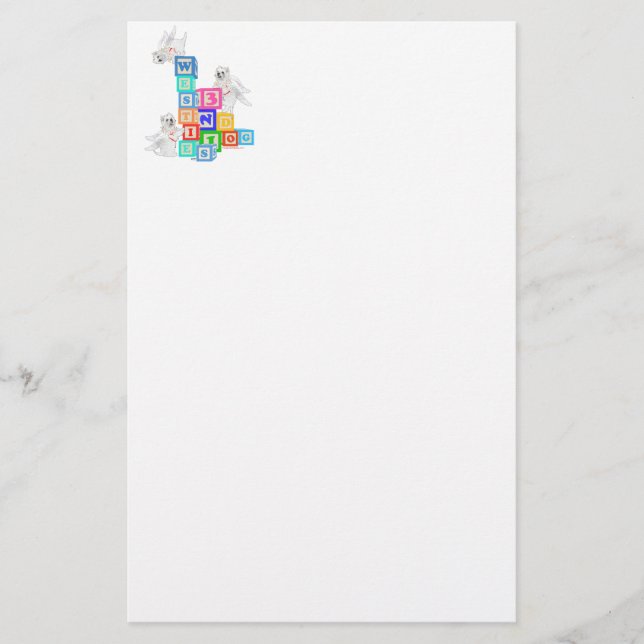 Westie Angel Blocks Briefpapier (Vorderseite)