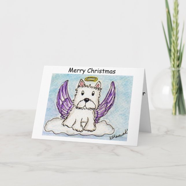 Westie Angel Carte de Noël ami épouse fille (Devant)