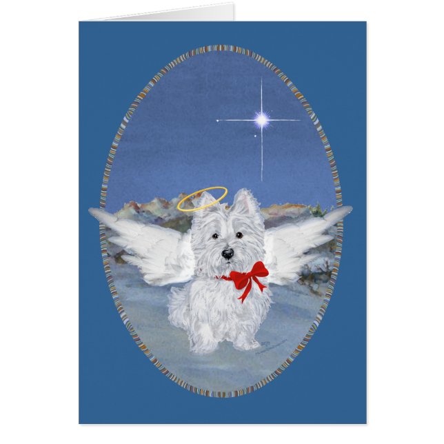 Westie Angel Grußkarte (Vorne)