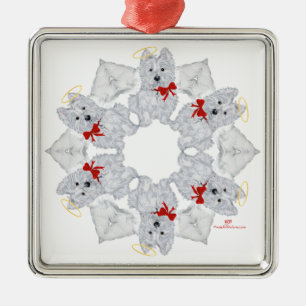 Westie Angel Snowflake Silbernes Ornament