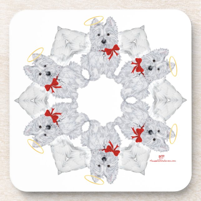Westie Angel Snowflake Untersetzer (Vorderseite)