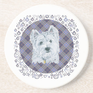 Westie auf Tartan Getränkeuntersetzer