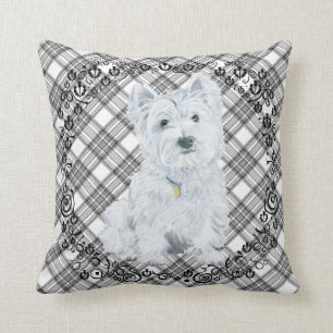 Westie auf Tartan KISSEN
