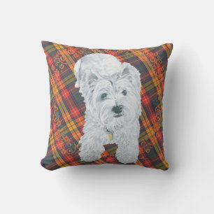Westie auf Tartan-KISSEN Kissen