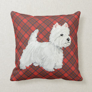 Westie auf Tartan-KISSEN Kissen