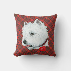 Westie auf Tartan-KISSEN Kissen