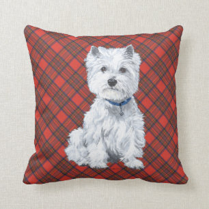 Westie auf Tartan-KISSEN Kissen