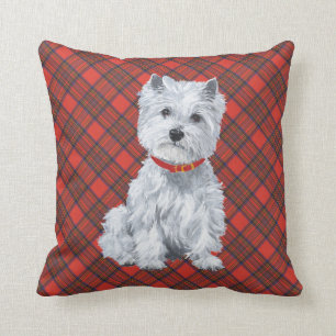 Westie auf Tartan-KISSEN Kissen