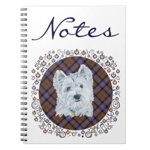 Westie auf Tartan Notizblock