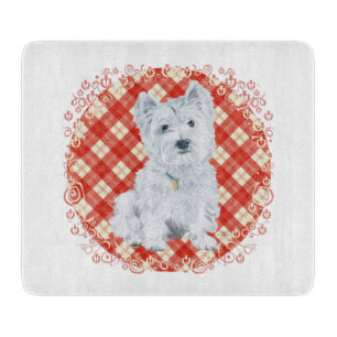 Westie auf Tartan Schneidebrett