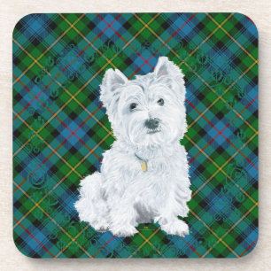 Westie auf Tartan Untersetzer