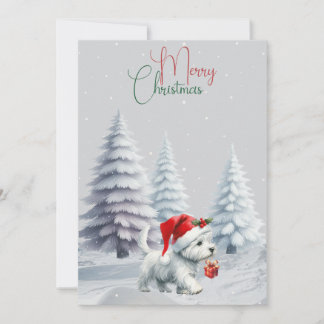 Westie Avec Cadeau Joyeux Carte de Noël